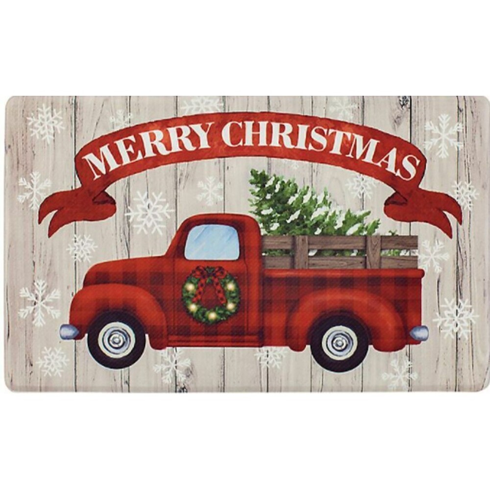 ANTI-FATIGUE NONSLIP FLOOR MAT (18"x30") WINTER, RED TRUCK, MERRY CHRISTMAS, WW